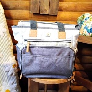 Banana Fish Gray Tones and Brown Accents Baby Diaper Bag and Backpack 17"x16"